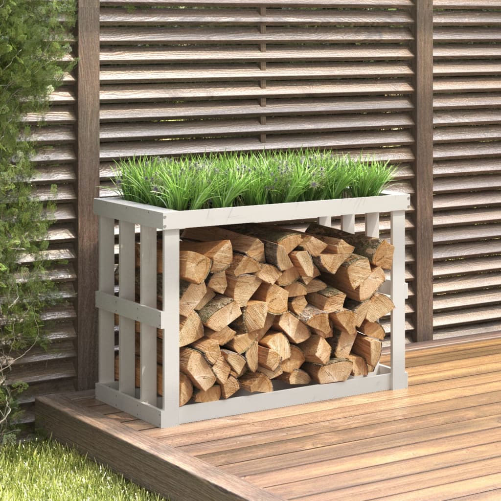 Vidaxx porte-bûches en bois 108x52x74 cm bois de pin massif blanc