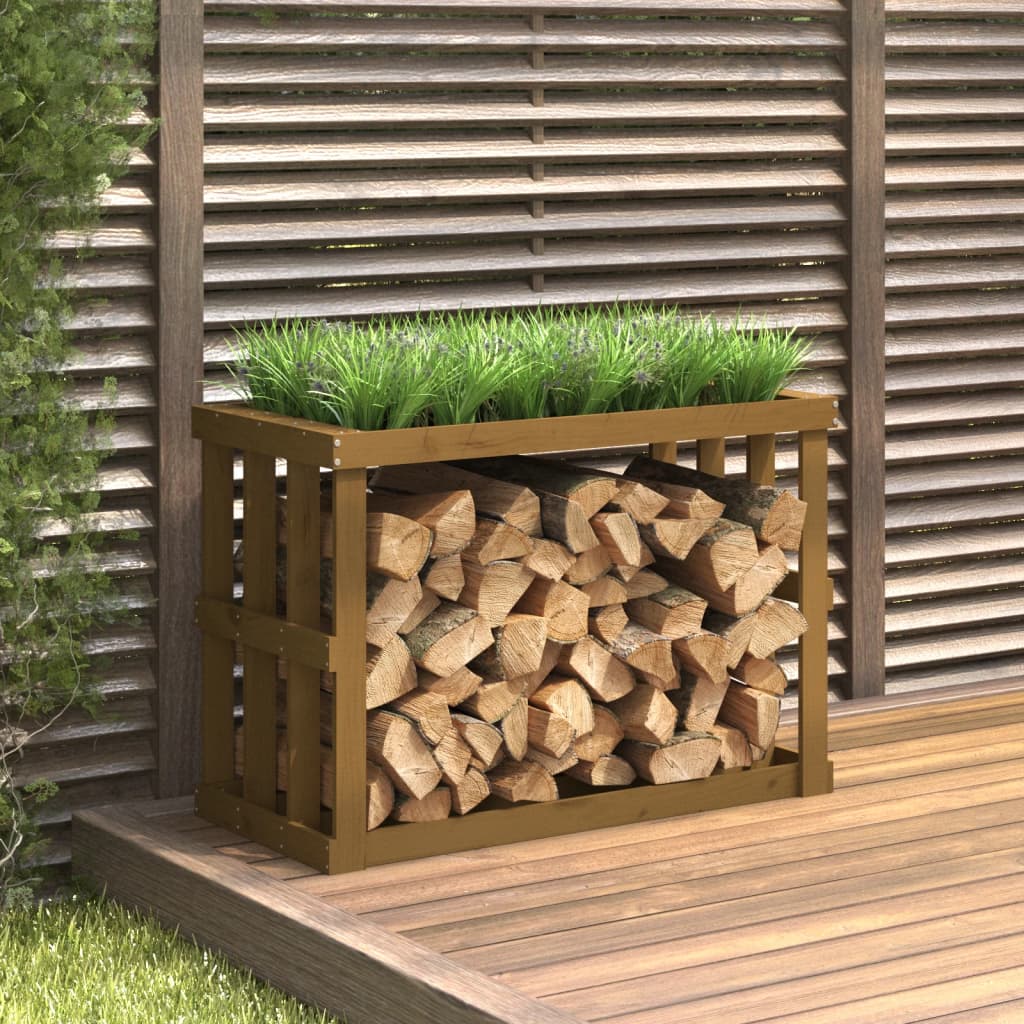 VidaXL porte-bûches en bois 108x52x74 cm bois de pin massif marron miel