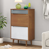 Vidaxl Shoe Cabinet Molde 59.5x35x103 cm Solid fyrretræbrun