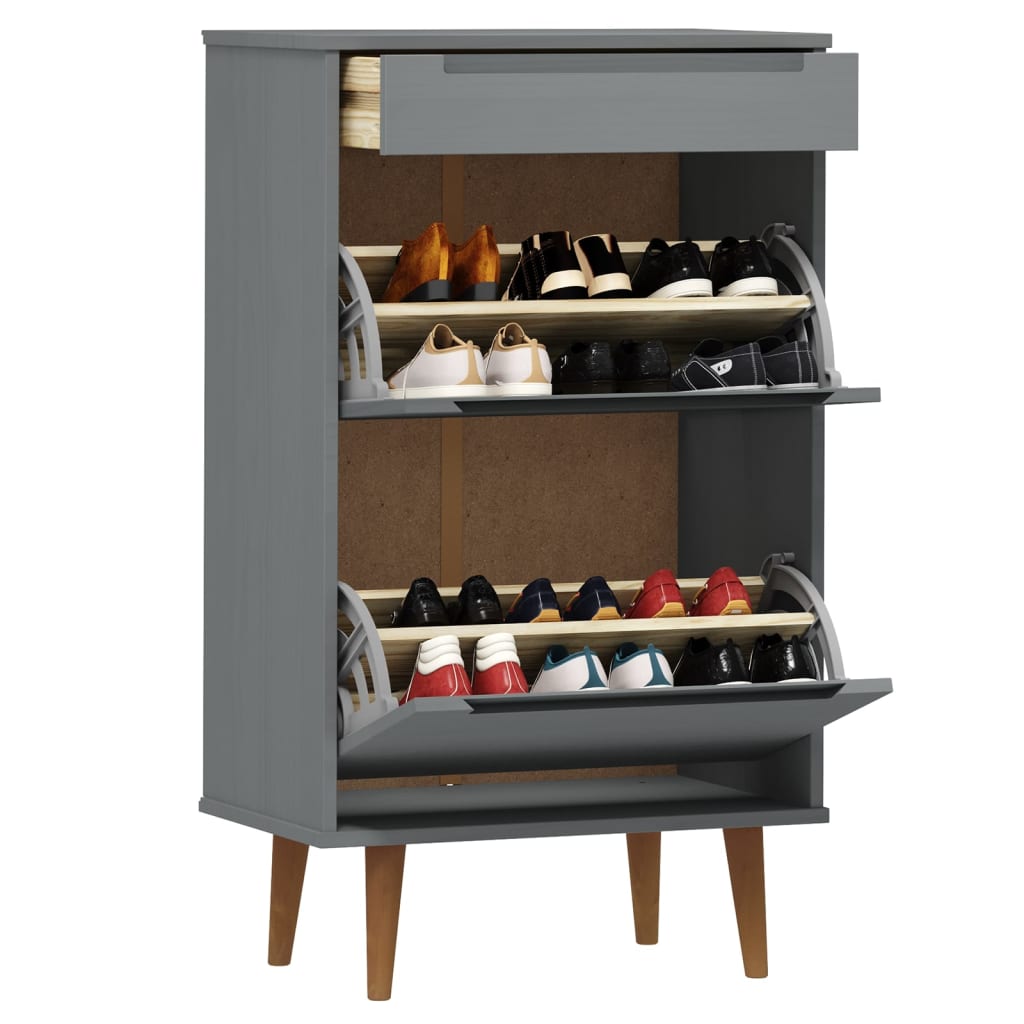 Vidaxl Shoe cabinet Molde 59.5x35x103 cm Solid pine Gray