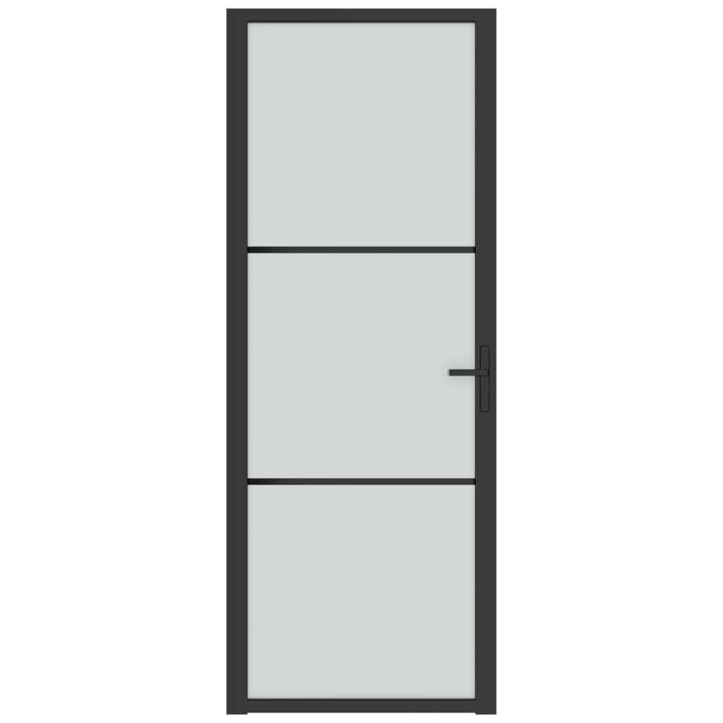 Vidaxl Puerta interior 76x201.5 cm de vidrio mate y negro de aluminio