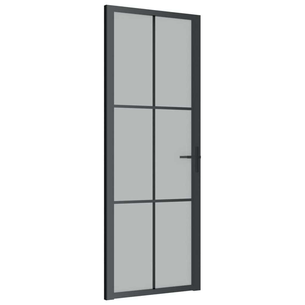 Vidaxl Puerta interior 76x201.5 cm de vidrio mate y negro de aluminio