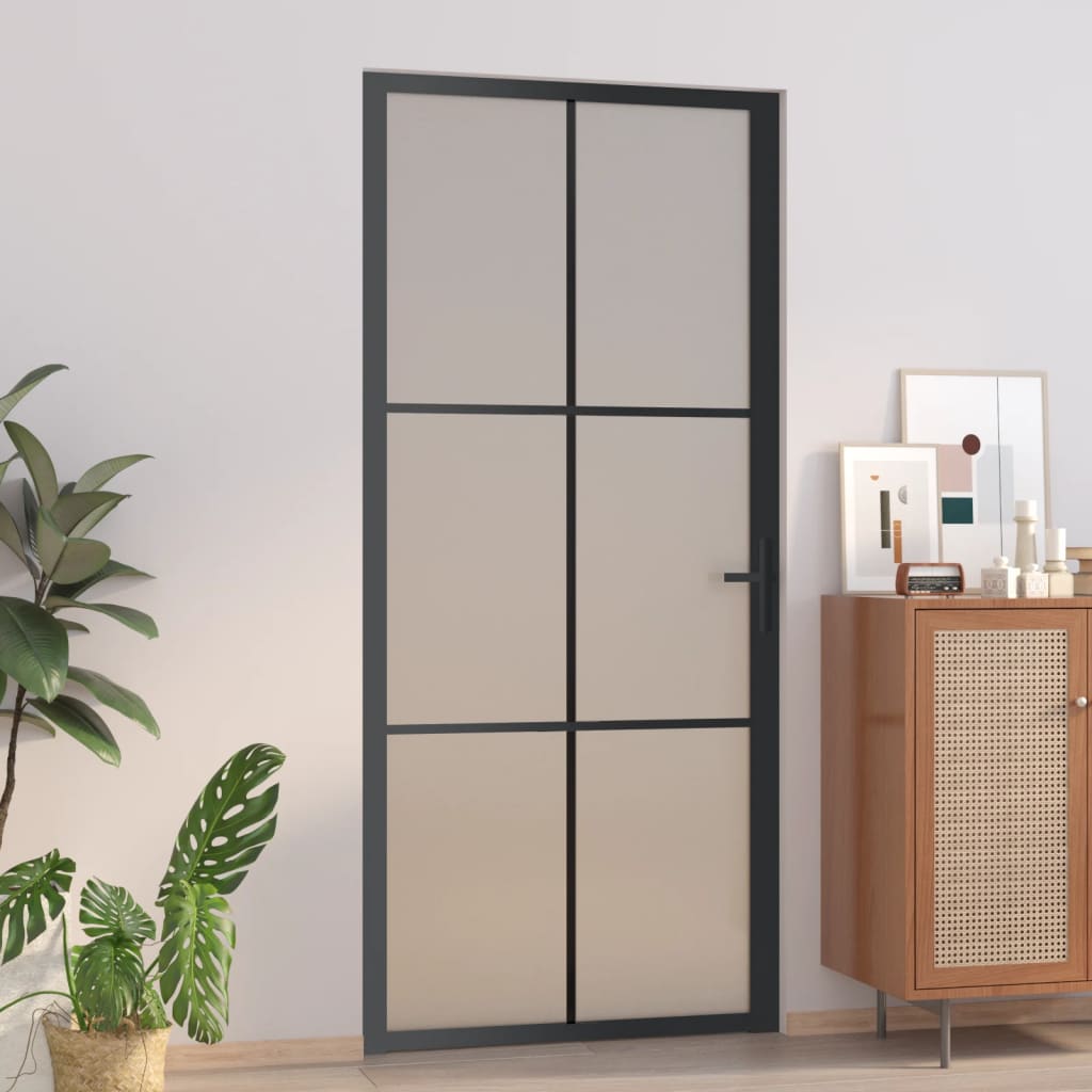 Vidaxl Porte intérieure 93x201,5 cm Verre Matt et aluminium noir