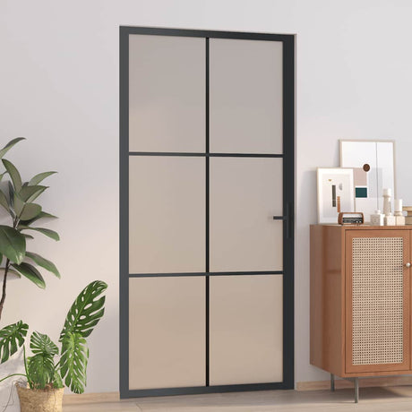 Vidaxl Porte intérieure 102.5x201,5 cm en verre Matt et en aluminium noir