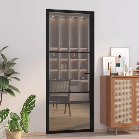 Vidaxx porte intérieure 83x201,5 cm verre ESG et aluminium noir