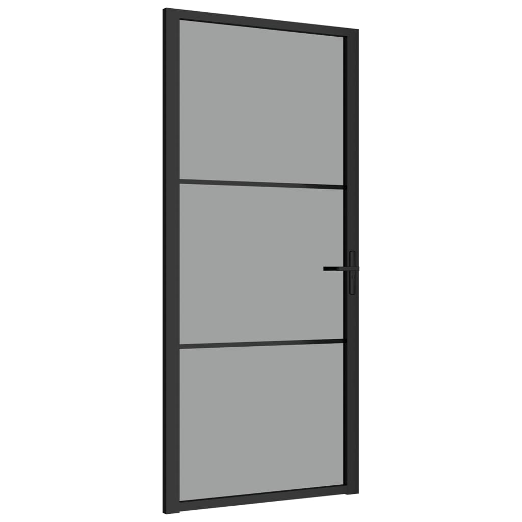 Vidaxl Porte intérieure 93x201.5 cm Verre ESG et noir en aluminium