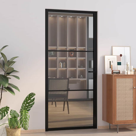 Vidaxx porte intérieure 93x201,5 cm verre ESG et aluminium noir