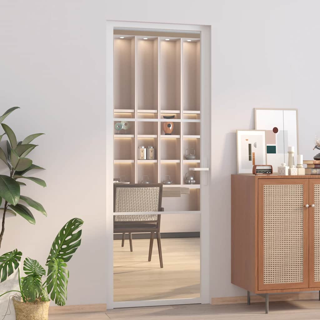 Vidaxx porte intérieure 76x201,5 cm verre ESG et aluminium blanc