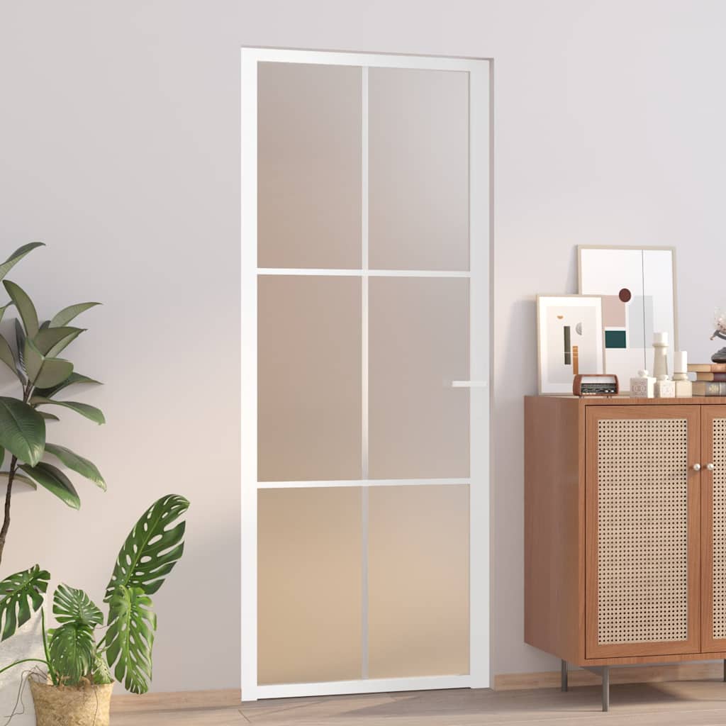Vidaxx porte intérieure 83x201,5 cm verre dépoli et aluminium blanc