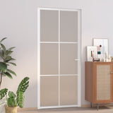 Vidaxl Porte intérieure 93x201.5 cm Verre Matt et aluminium blanc