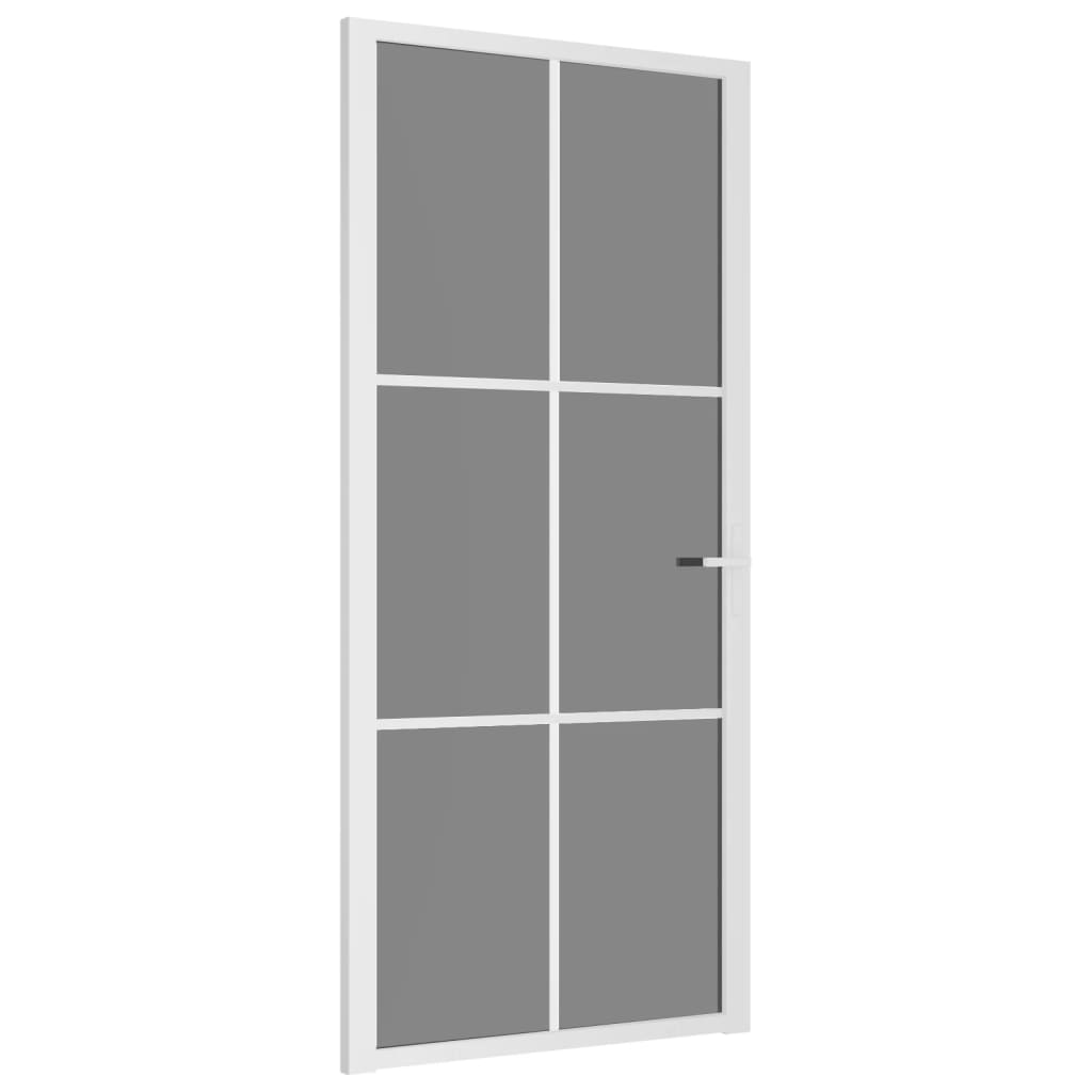 Vidaxl Puerta interior 93x201.5 cm de vidrio ESG y aluminio blanco