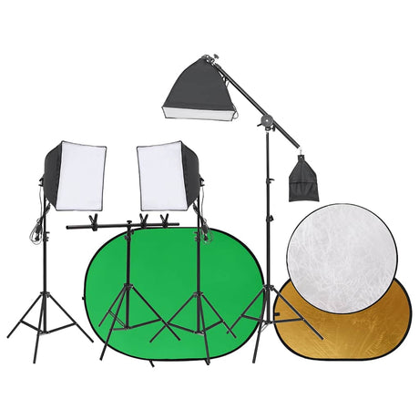 VidaXL Studio photo avec jeu de lumière, écran de fond et réflecteur