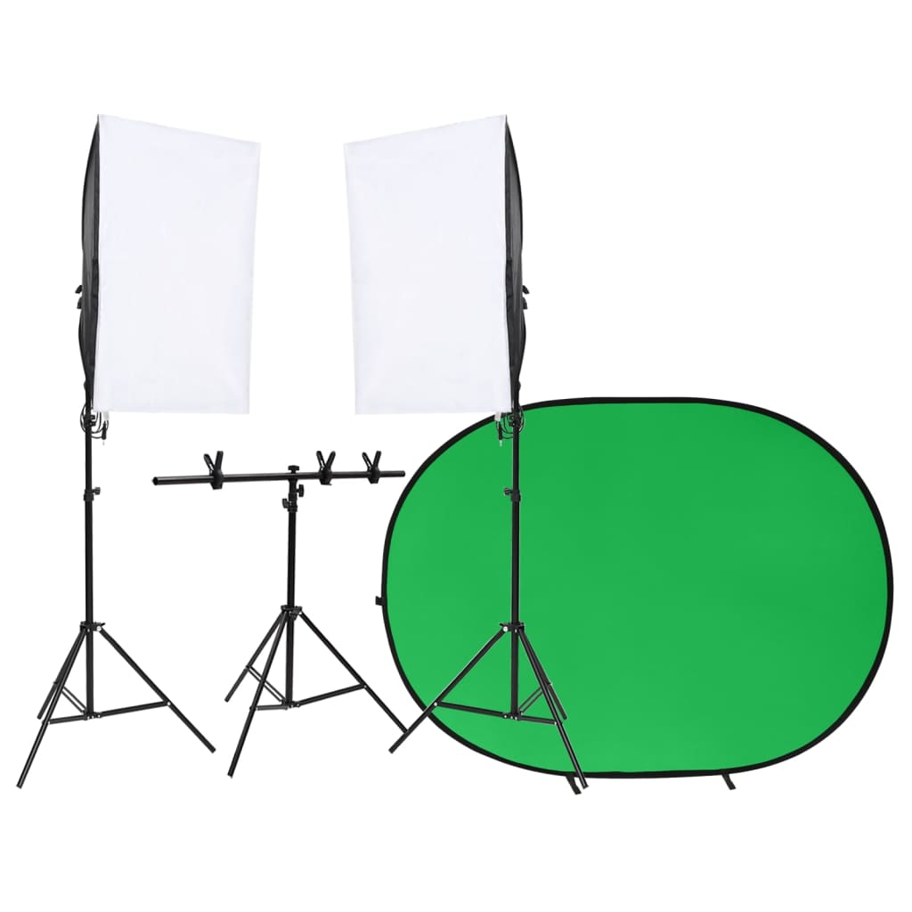 VidaXL Studio photo avec kit d'éclairage et écran de fond
