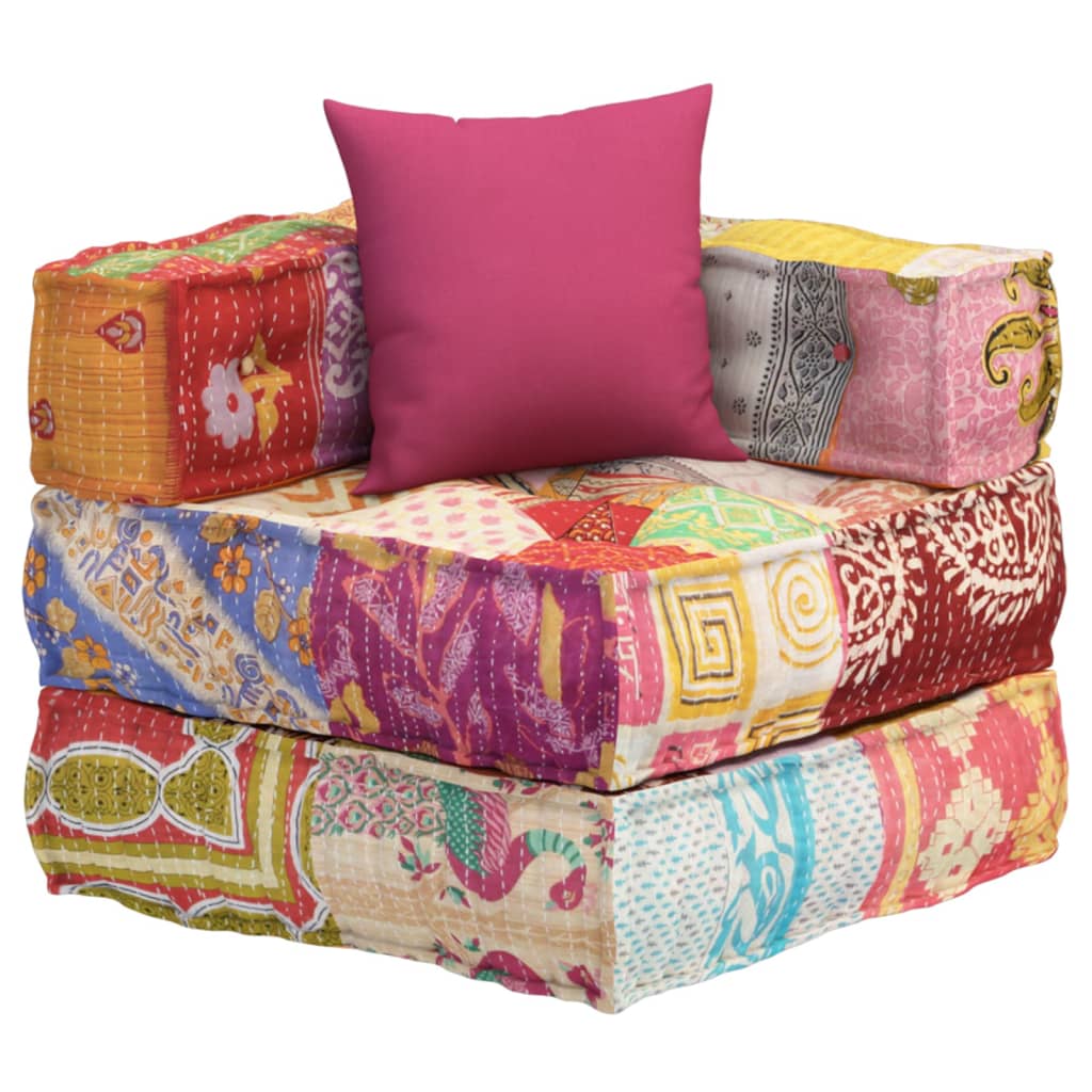 Vidaxl Pouf Modular With Cushion Patchwork Fabric