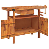Établi Vidaxxl avec tiroir et étaux 124x52x83 cm bois d'acacia