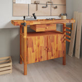 Établi Vidaxxl avec tiroir et étaux 124x52x83 cm bois d'acacia