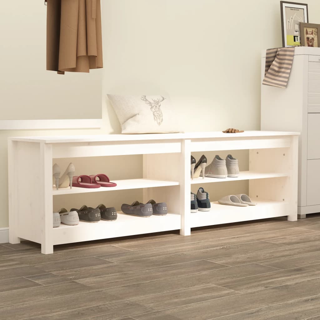 Vidaxl Shoe Soffa 160x36.5x50 cm Solid Pine White