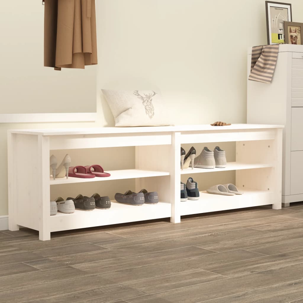 Vidaxx banc à chaussures 160x36,5x50 cm bois de pin massif blanc