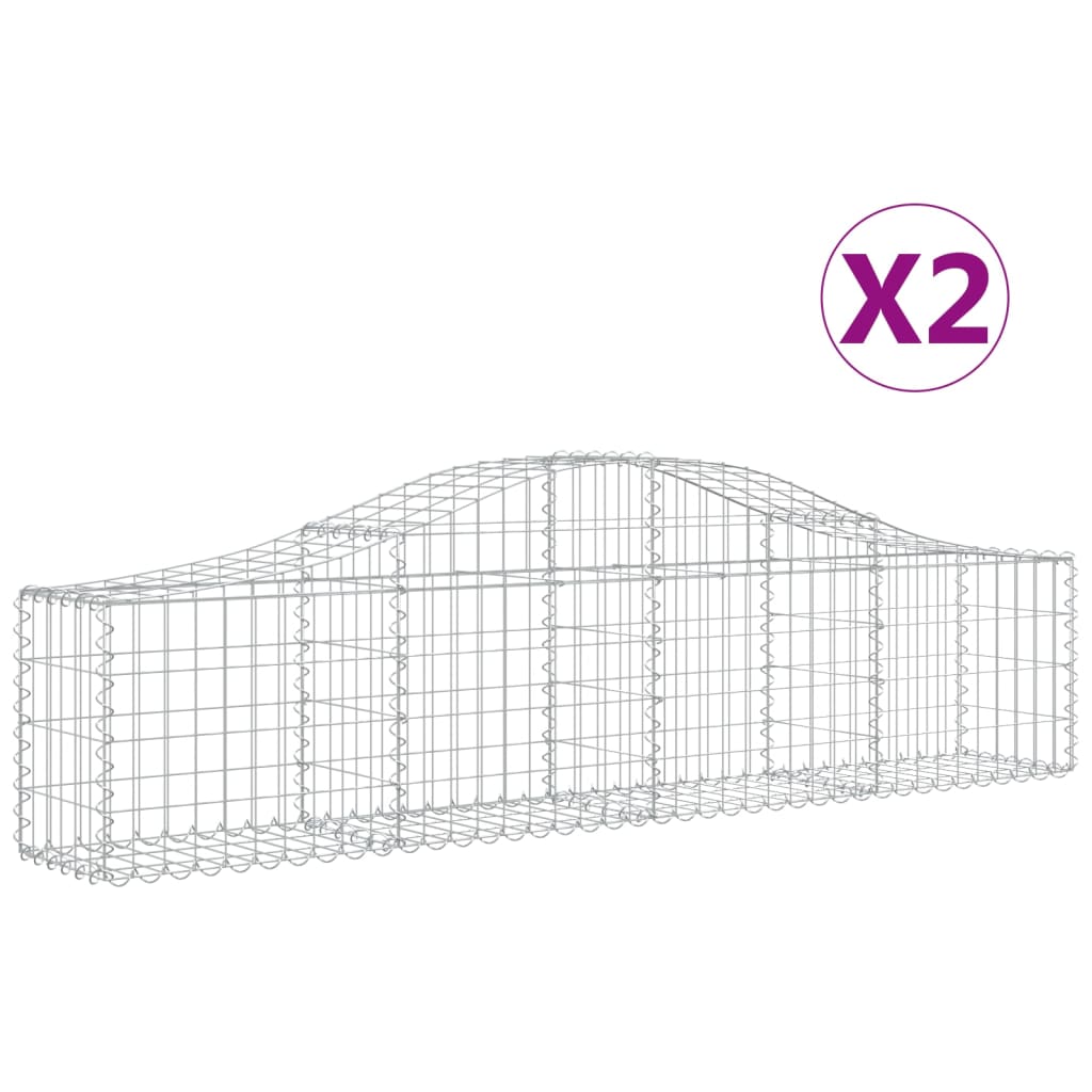 VidaXL Schanskorven 2 st gewelfd 200x30x40 60 cm gegalvaniseerd ijzer