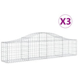 VidaXL Schans baskets 3 st vaulted 200x30x40 60 cm galvanized iron