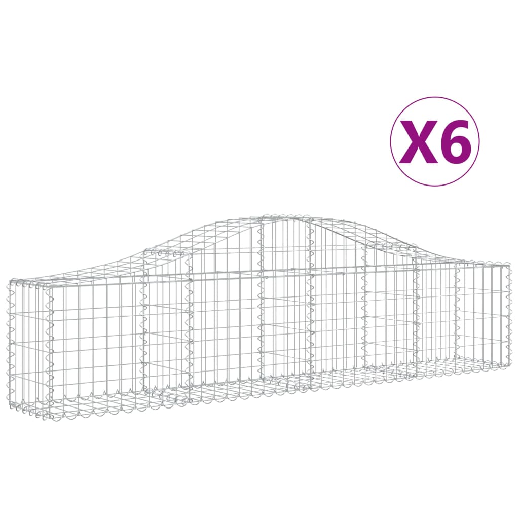 Vidaxl Schans Baskets 6 St Vaulted 200x30x40 60 cm galvanisert jern