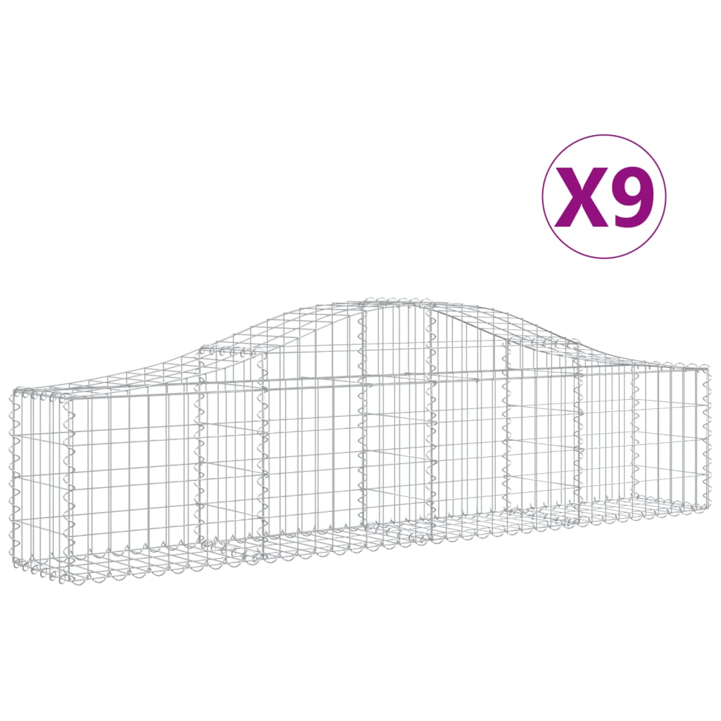 VidaXL Schanskorven 9 st gewelfd 200x30x40 60 cm gegalvaniseerd ijzer