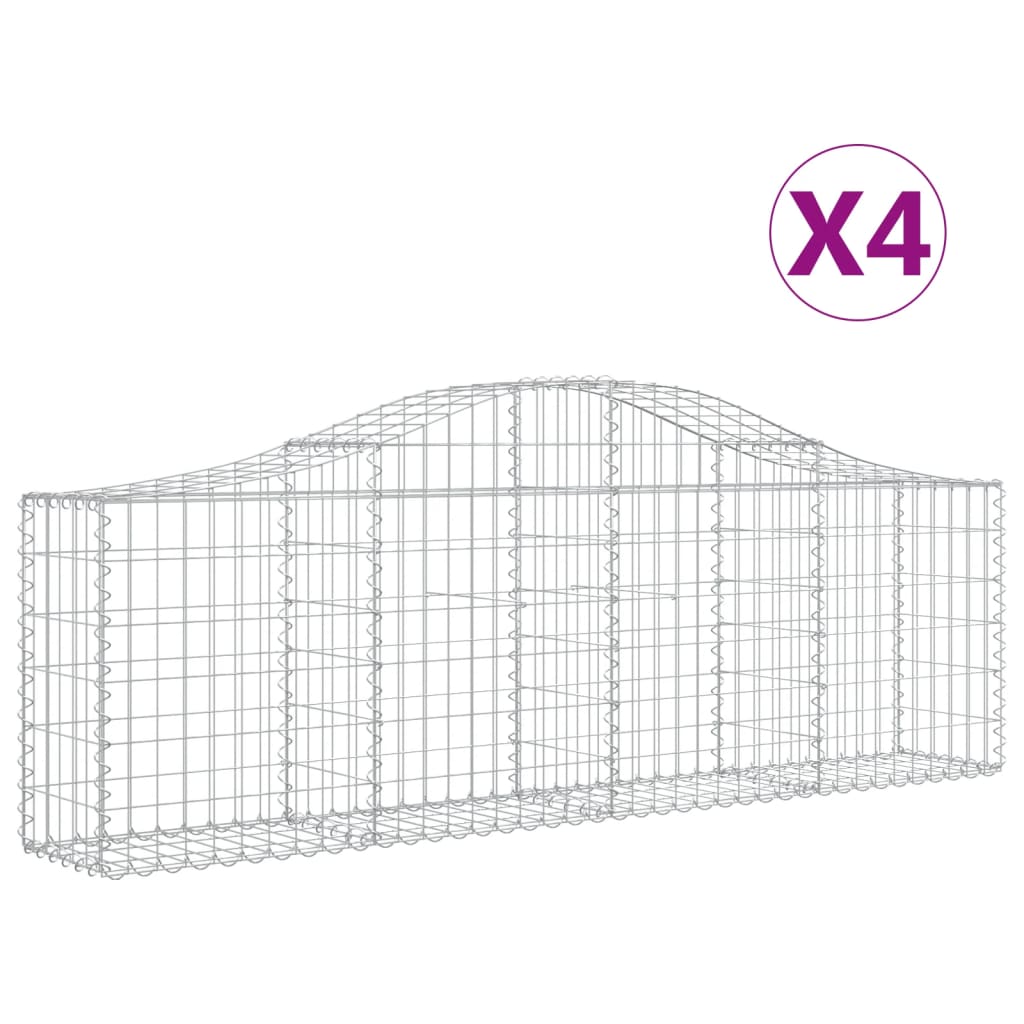 VidaXL Schanskorven 4 st gewelfd 200x30x60 80 cm gegalvaniseerd ijzer