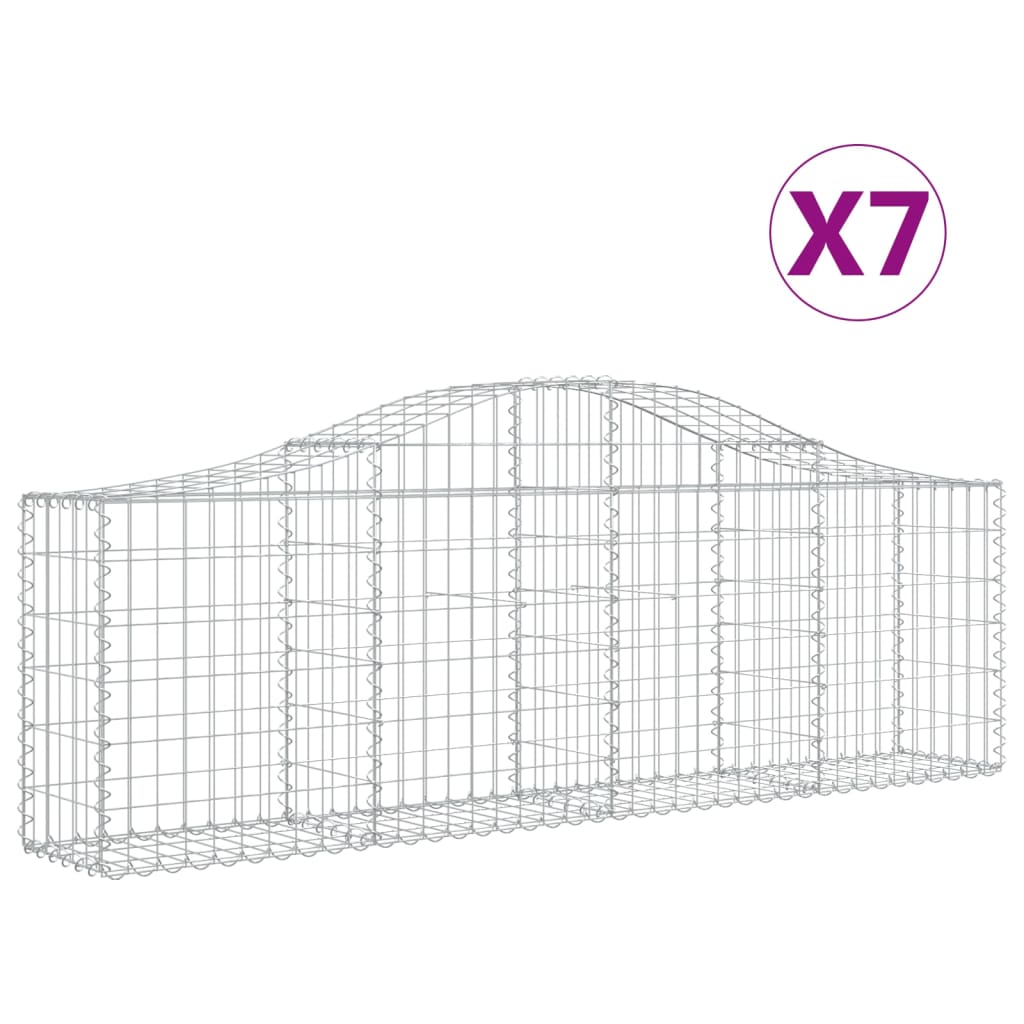 VidaXL Schanskorven 7 st gewelfd 200x30x60 80 cm gegalvaniseerd ijzer