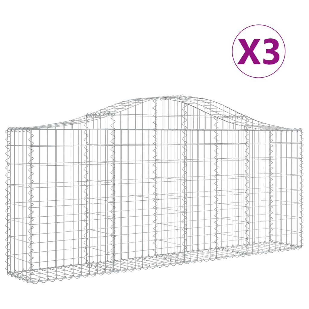 Vidaxl Schans Körbe 3 ST Gewölbe 200x30x80 100 cm verzinktes Eisen