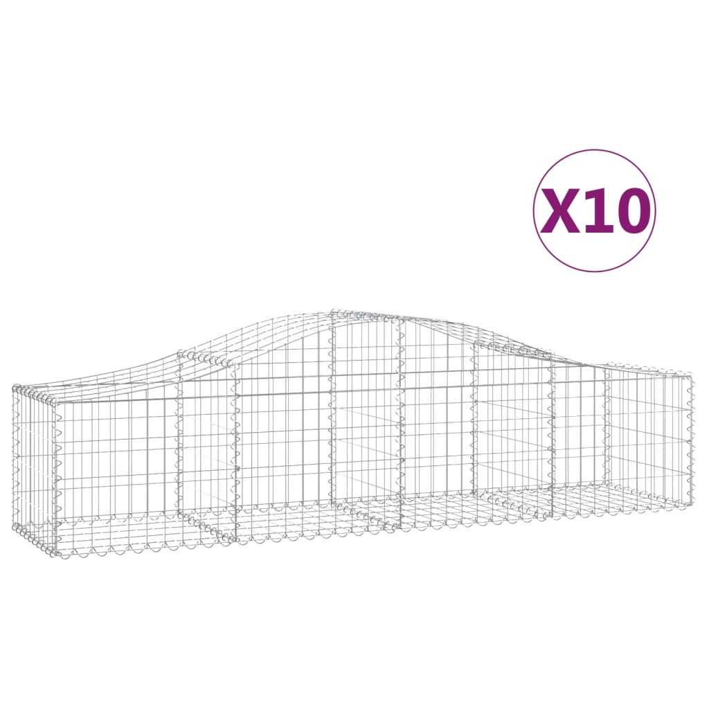 VidaXL Schanskorven 10 st gewelfd 200x50x40 60 cm gegalvaniseerd ijzer