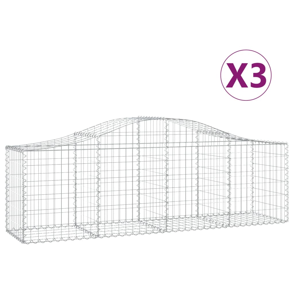 Vidaxl Schans koše 3 St. Klenané 200x50x60 80 cm galvanizované železo