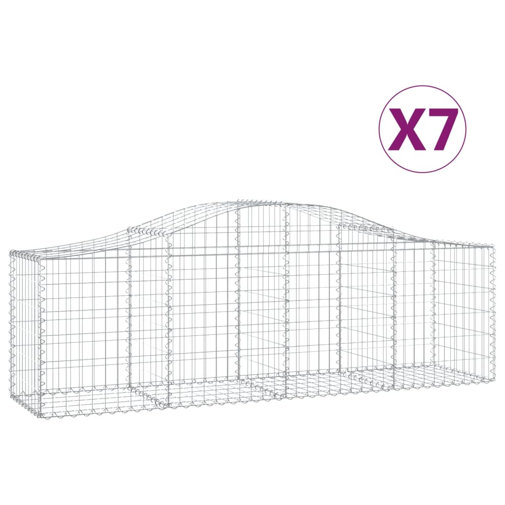 VidaXL Schans baskets 7 st vaulted 200x50x60 80 cm galvanized iron