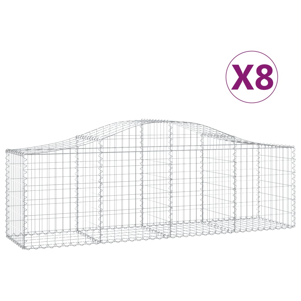 Vidaxl Schans kurve 8 st hvælvede 200x50x60 80 cm galvaniseret jern