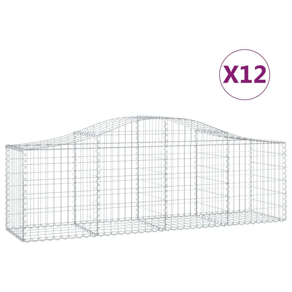 VidaXL Schanskorven 12 st gewelfd 200x50x60 80 cm gegalvaniseerd ijzer