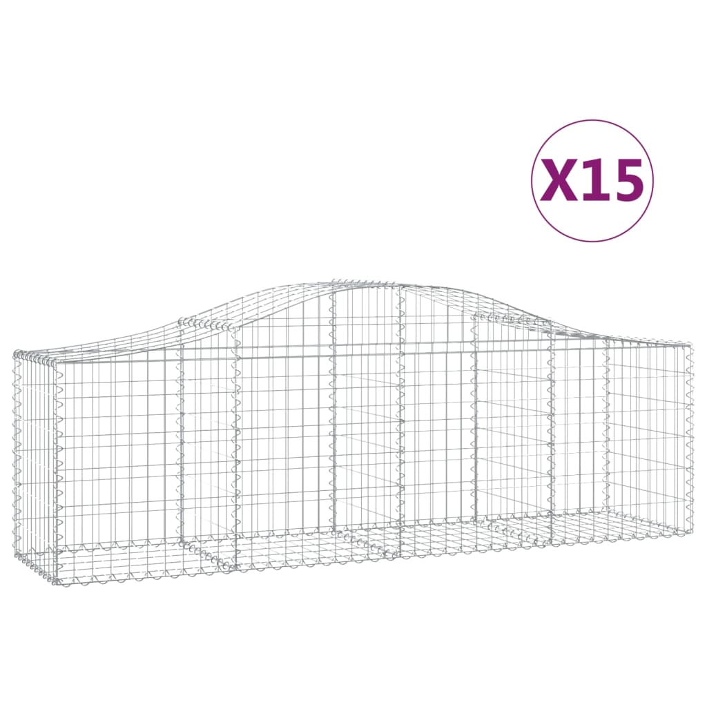 VidaXL Schanskorven 15 st gewelfd 200x50x60 80 cm gegalvaniseerd ijzer