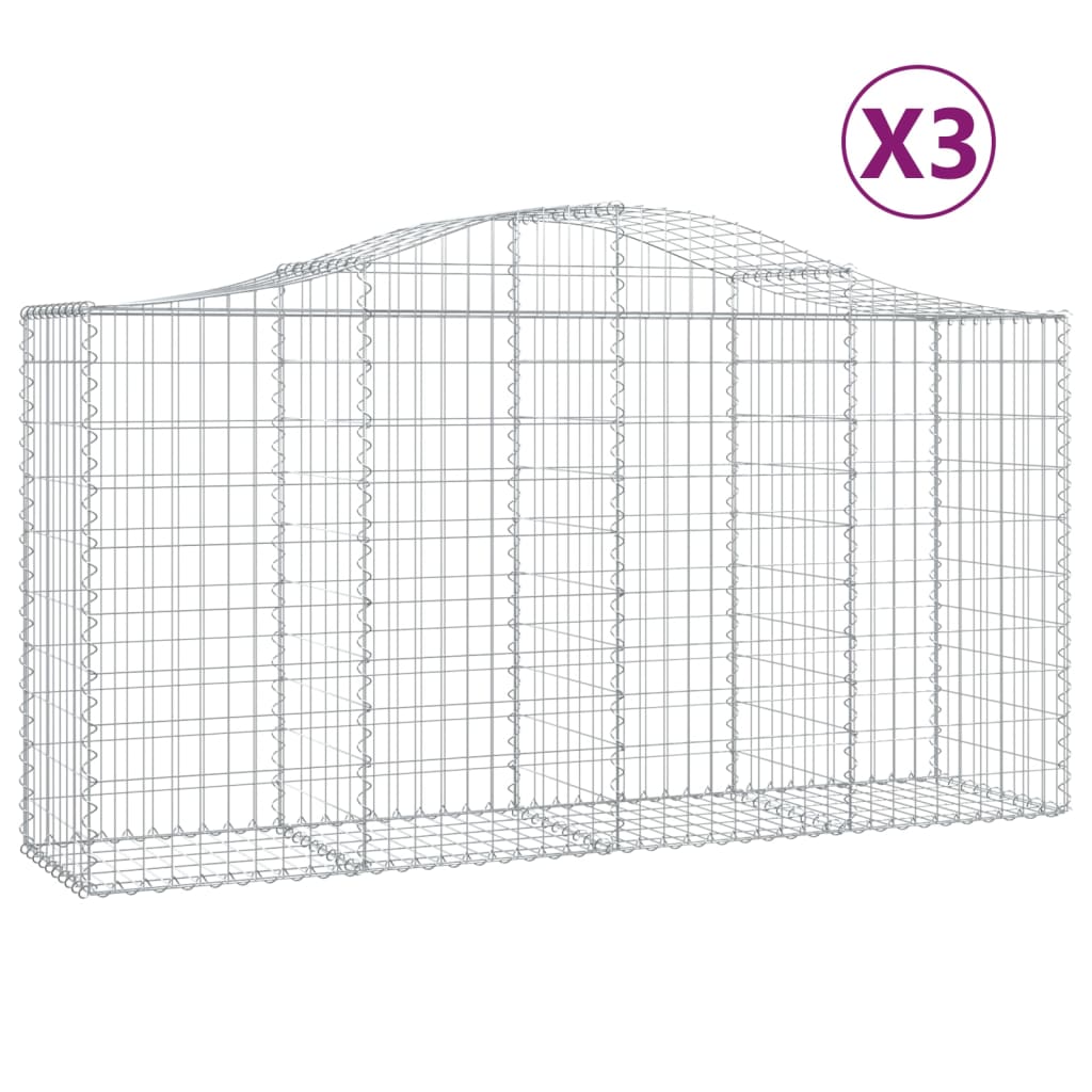 VidaXL Schans baskets 3 ST vaulted 200x50x100 120 cm iron