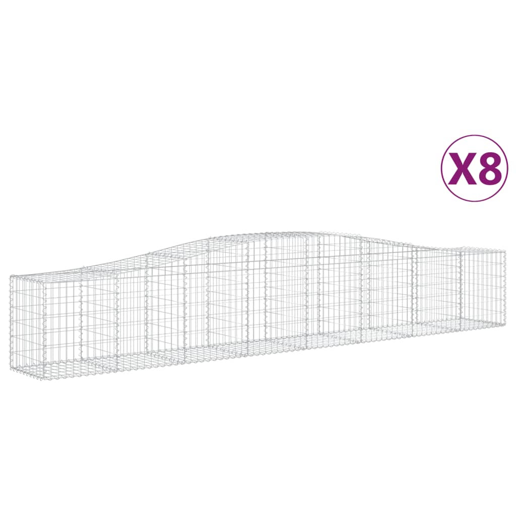 VidaXL Schans baskets 8 st vaulted 400x50x60 80 cm galvanized iron