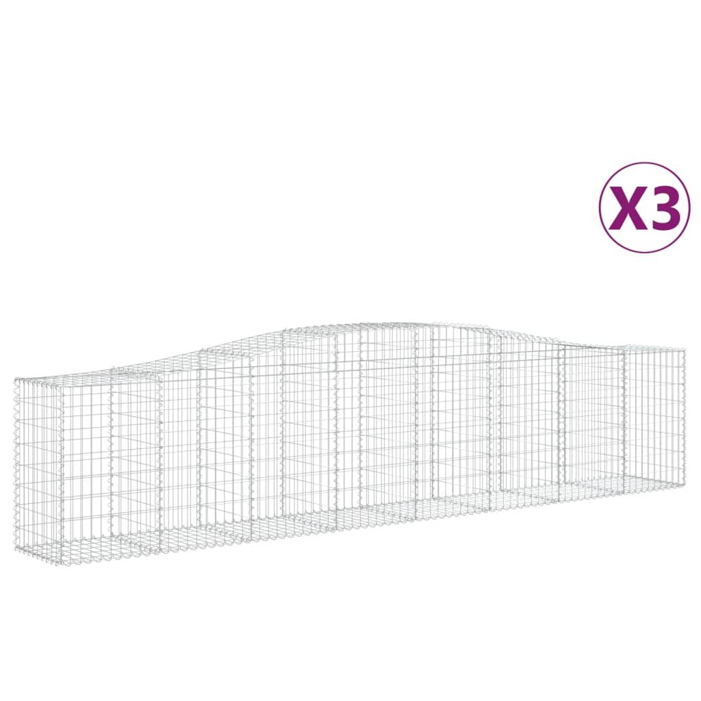 VidaXL Schans baskets 3 st vaulted 400x50x80 100 cm galvanized iron