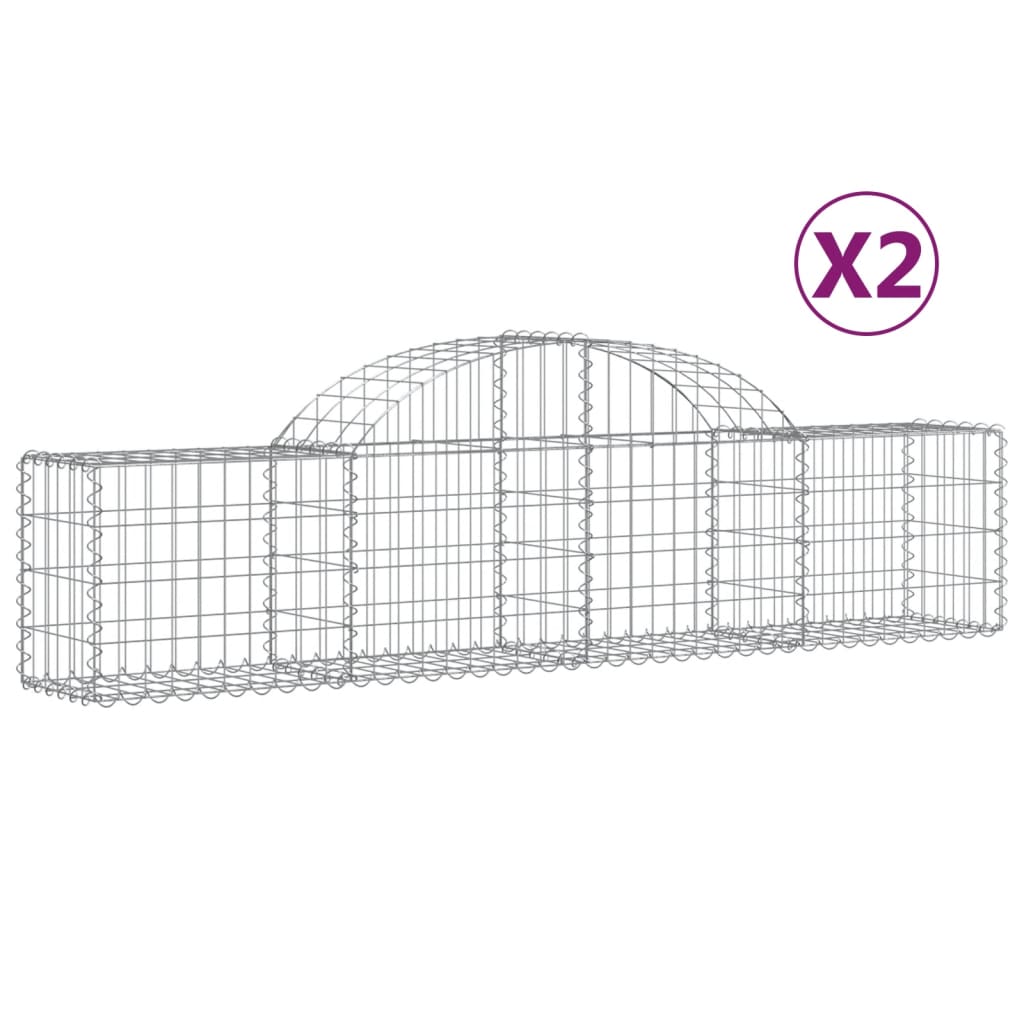 VidaXL Gabions 2 pcs courbé 200x30x40 60 cm fer galvanisé