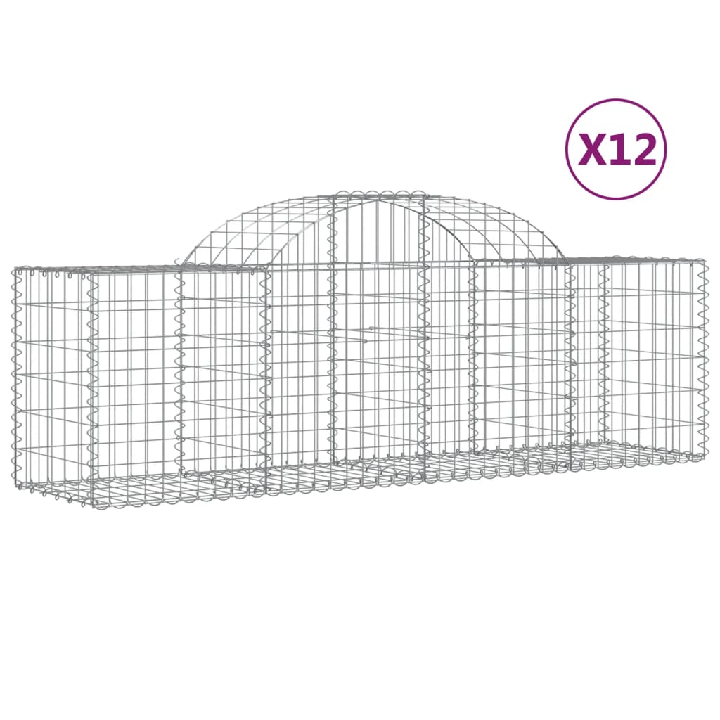 VidaXL Schans baskets 12 st vaulted 200x50x60 80 cm galvanized iron