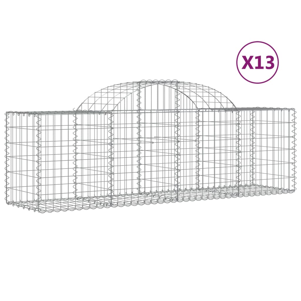 VidaXL Schans baskets 13 st vaulted 200x50x60 80 cm galvanized iron