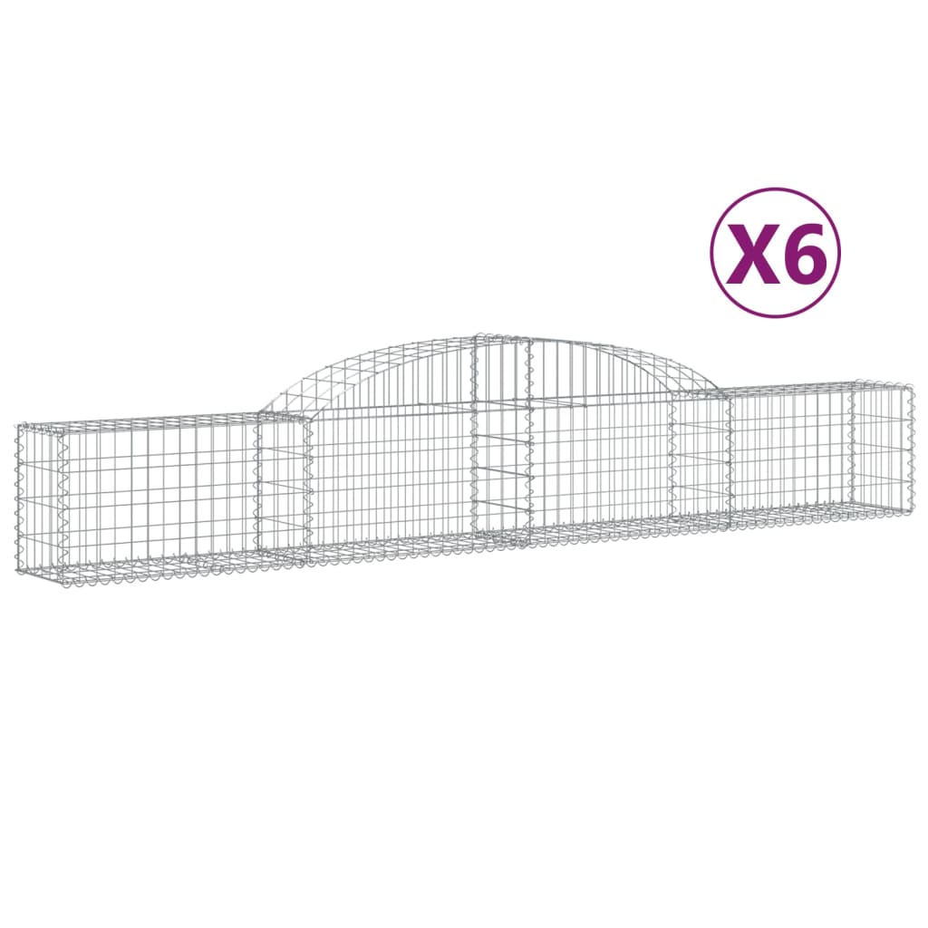 VidaXL Schanskorven 6 st gewelfd 300x30x40 60 cm gegalvaniseerd ijzer