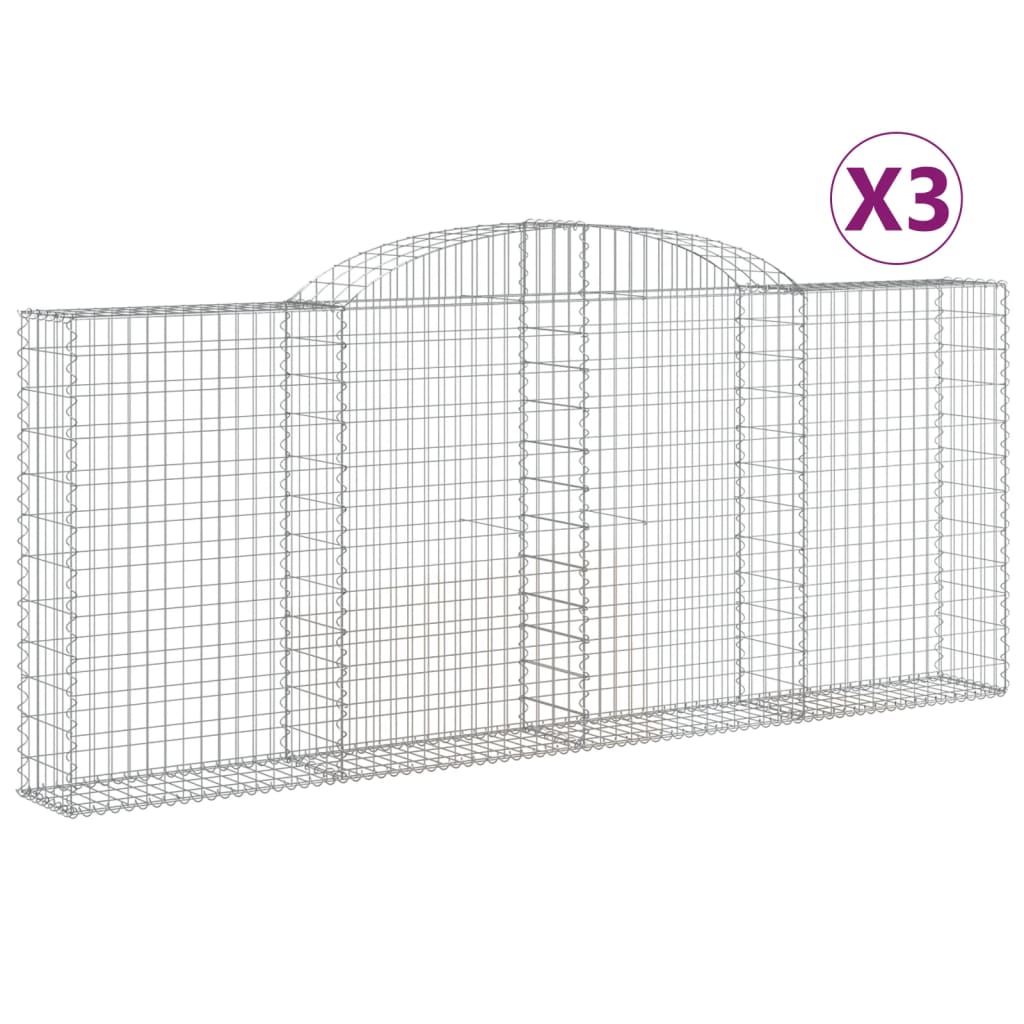 VidaXL Schans baskets 3 ST vaulted 300x30x120 140 cm iron