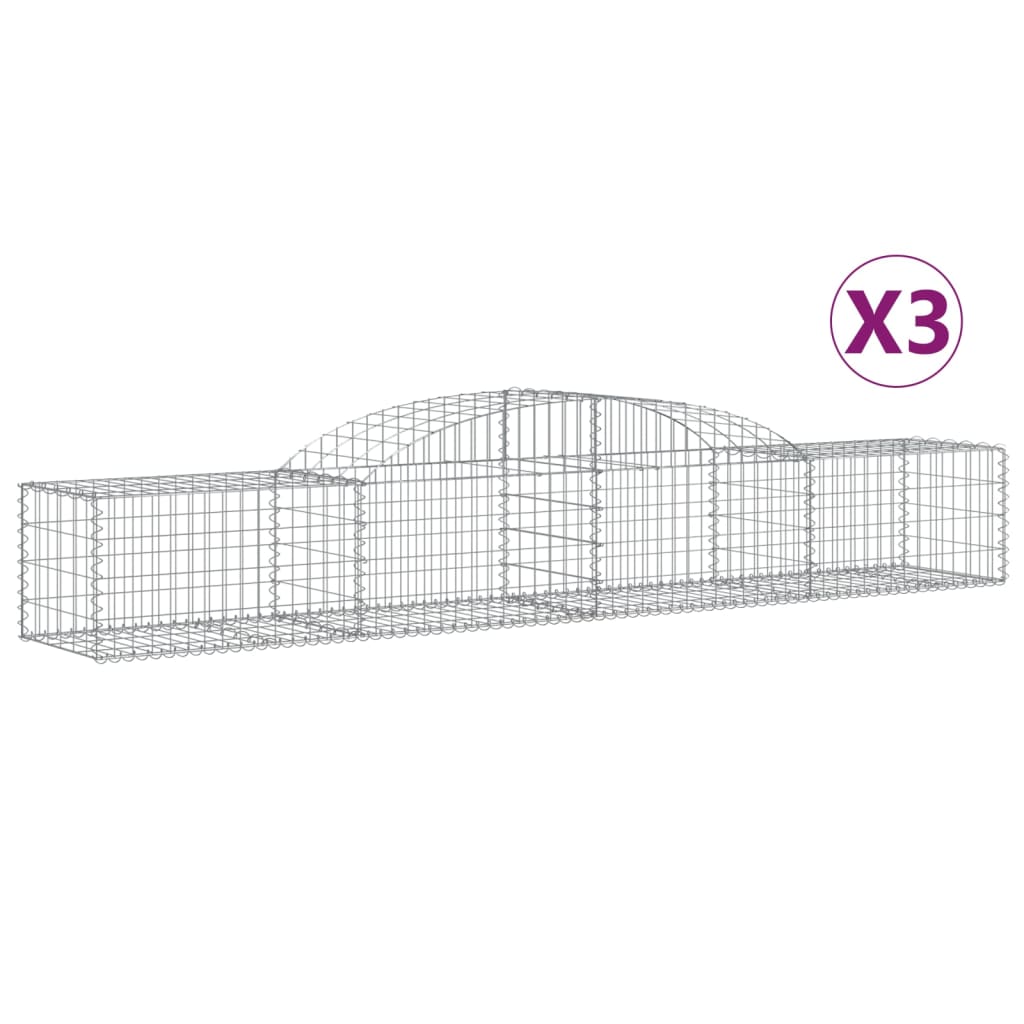 VidaXL Schans baskets 3 st vaulted 300x50x40 60 cm galvanized iron