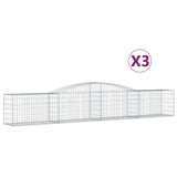 VidaXL Schans baskets 3 st vaulted 400x50x60 80 cm galvanized iron