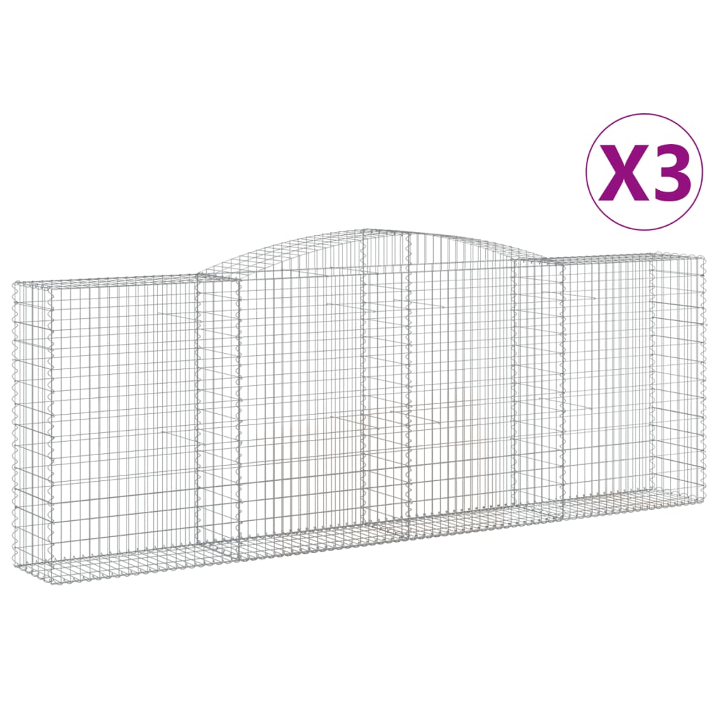 VidaXL Schans baskets 3 ST vaulted 400x50x140 160 cm iron