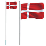 VidaXL Drapeau avec mât Danemark 6,23 m aluminium