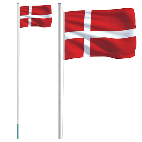 VidaXL Drapeau avec mât Danemark 6,23 m aluminium