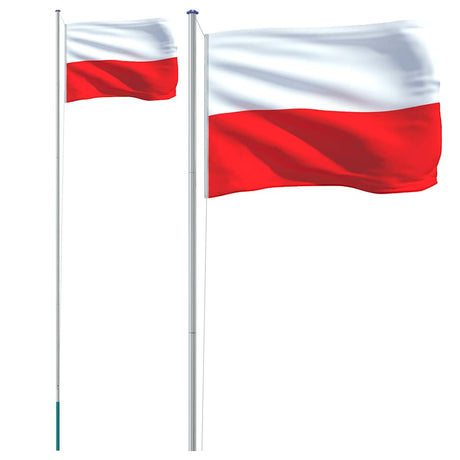 VidaXL Drapeau avec mât Pologne 6,23 m aluminium