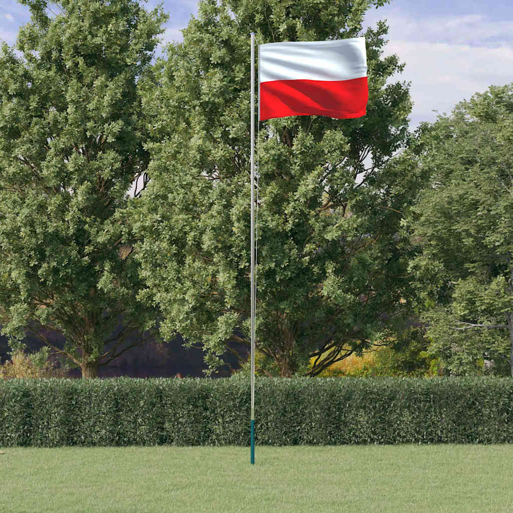 VidaXL Drapeau avec mât Pologne 6,23 m aluminium